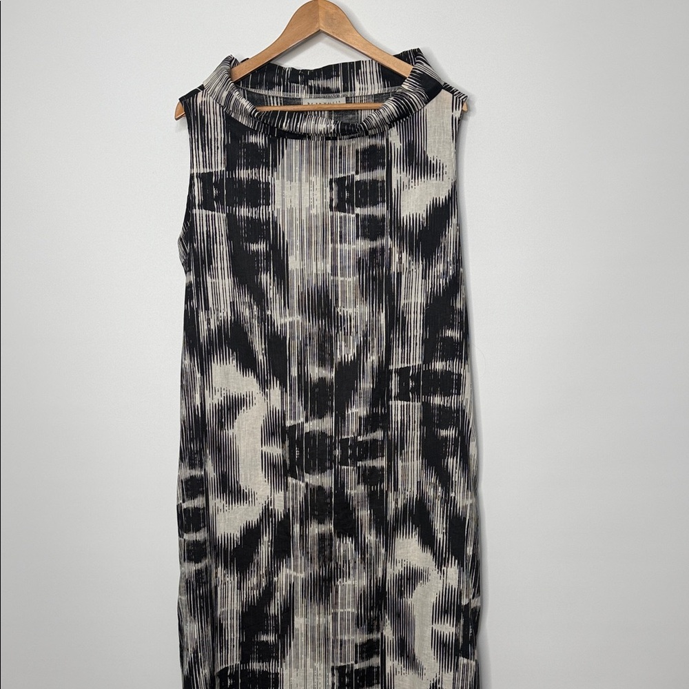 Bryn Walker Linen Blend Black and White Sleeveless Maxi Dress Size Medium - Picture 2 of 8